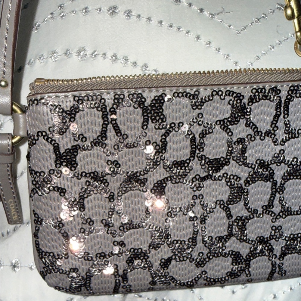 Coach with dust bag Gray and Black Sequin Wristlet - Picture 7 of 11